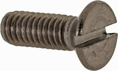 Value Collection - M4x0.70 Metric Coarse, 12mm OAL Slotted Drive Machine Screw - Flat Head, Grade 18-8 & A2 Stainless Steel, Uncoated, Without Washer - Exact Tooling