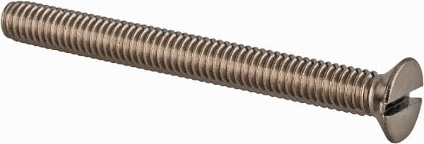 Value Collection - M4x0.70 Metric Coarse, 40mm OAL Slotted Drive Machine Screw - Flat Head, Grade 18-8 & A2 Stainless Steel, Uncoated, Without Washer - Exact Tooling