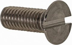 Value Collection - M5x0.80 Metric Coarse, 14mm OAL Slotted Drive Machine Screw - Flat Head, Grade 18-8 & A2 Stainless Steel, Uncoated, Without Washer - Exact Tooling