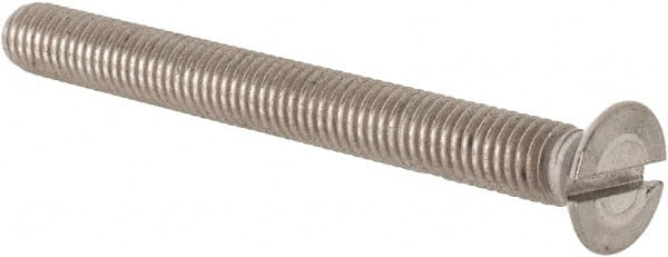 Value Collection - M5x0.80 Metric Coarse, 50mm OAL Slotted Drive Machine Screw - Flat Head, Grade 18-8 & A2 Stainless Steel, Uncoated, Without Washer - Exact Tooling