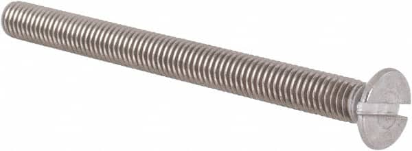 Value Collection - M5x0.80 Metric Coarse, 60mm OAL Slotted Drive Machine Screw - Flat Head, Grade 18-8 & A2 Stainless Steel, Uncoated, Without Washer - Exact Tooling