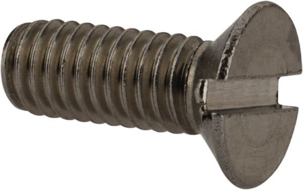 Value Collection - M6x1.00 Metric Coarse, 16mm OAL Slotted Drive Machine Screw - Flat Head, Grade 18-8 & A2 Stainless Steel, Uncoated, Without Washer - Exact Tooling