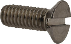 Value Collection - M6x1.00 Metric Coarse, 16mm OAL Slotted Drive Machine Screw - Flat Head, Grade 18-8 & A2 Stainless Steel, Uncoated, Without Washer - Exact Tooling