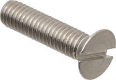 Value Collection - M6x1.00 Metric Coarse, 25mm OAL Slotted Drive Machine Screw - Flat Head, Grade 18-8 & A2 Stainless Steel, Uncoated, Without Washer - Exact Tooling