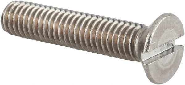 Value Collection - M6x1.00 Metric Coarse, 30mm OAL Slotted Drive Machine Screw - Flat Head, Grade 18-8 & A2 Stainless Steel, Uncoated, Without Washer - Exact Tooling