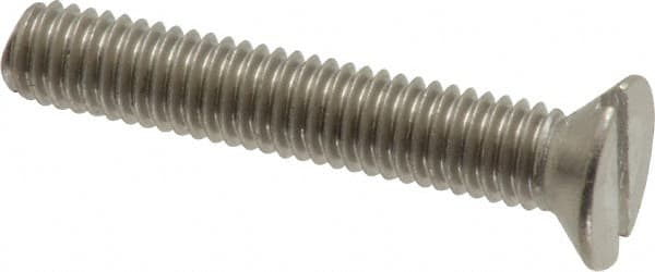 Value Collection - M6x1.00 Metric Coarse, 35mm OAL Slotted Drive Machine Screw - Flat Head, Grade 18-8 & A2 Stainless Steel, Uncoated, Without Washer - Exact Tooling