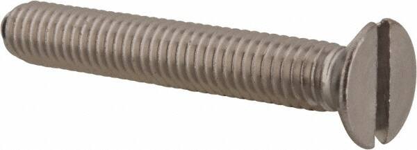 Value Collection - M6x1.00 Metric Coarse, 40mm OAL Slotted Drive Machine Screw - Flat Head, Grade 18-8 & A2 Stainless Steel, Uncoated, Without Washer - Exact Tooling