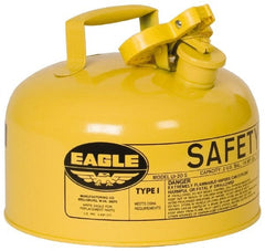 Eagle - 2 Gal Galvanized Steel Type I Safety Can - 9-1/2" High x 11-1/4" Diam, Yellow - Exact Tooling