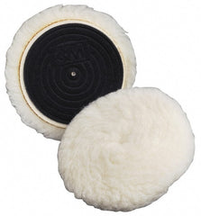 3M - 5-1/4" Diam Wool Bonnet Pad - 15/16" Pile, Hook & Loop Attachment - Exact Tooling