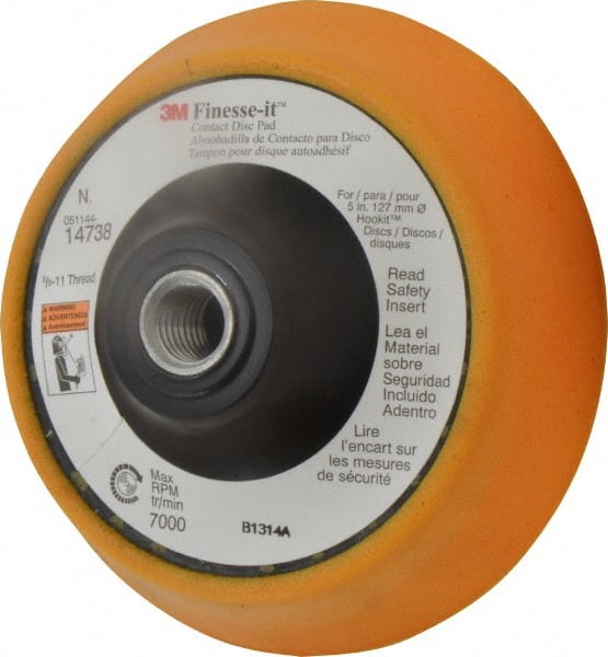 3M - 5" Diam Hook & Loop Disc Backing Pad - Soft Density, 7,000 RPM - Exact Tooling