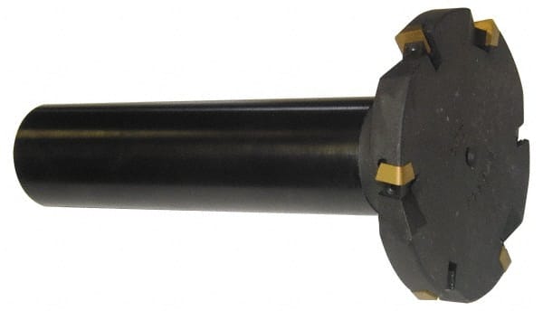 Cutting Tool Technologies - Shank Connection, 3/8" Cutting Width, 1.37" Depth of Cut, 4" Cutter Diam, 5 Tooth Indexable Slotting Cutter - 1-1/4" Shank Diam, DSSC Toolholder, 1312 Insert, Right Hand Cutting Direction - Exact Tooling