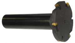 Cutting Tool Technologies - Shank Connection, 1/2" Cutting Width, 0.87" Depth of Cut, 3" Cutter Diam, 4 Tooth Indexable Slotting Cutter - 1-1/4" Shank Diam, DSSC Toolholder, 1312 Insert, Right Hand Cutting Direction - Exact Tooling