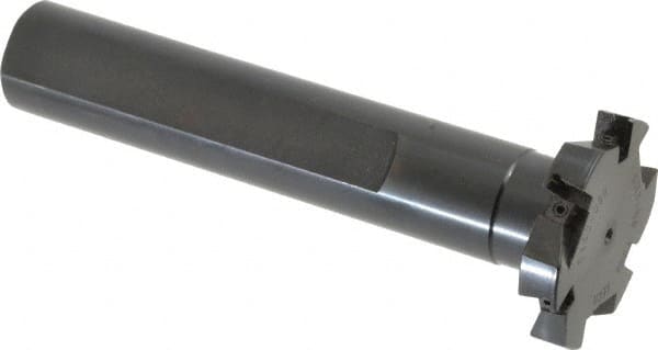 Cutting Tool Technologies - Shank Connection, 3/8" Cutting Width, 1/2" Depth of Cut, 2" Cutter Diam, 3 Tooth Indexable Slotting Cutter - 1" Shank Diam, DSSC Toolholder, 1312 Insert, Right Hand Cutting Direction - Exact Tooling