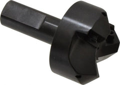 Cutting Tool Technologies - 45° Lead Angle, 1-1/2" Max Cut Diam, 1-1/2" Min Cut Diam, 0.32" Max Depth of Cut, Indexable Chamfer and Angle End Mill - 3 Inserts, CNMG 432 Insert Style, 3-1/4" Overall Length, Straight Shank, 45° Included Angle - Exact Tooling