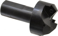 Cutting Tool Technologies - 45° Lead Angle, 1-1/2" Max Cut Diam, 1-1/2" Min Cut Diam, 0.32" Max Depth of Cut, Indexable Chamfer and Angle End Mill - 3 Inserts, CNMG 432 Insert Style, 3-1/2" Overall Length, Straight Shank, 45° Included Angle - Exact Tooling