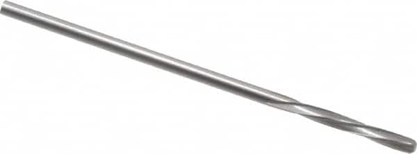 Magafor - 1.4097mm Solid Carbide 4 Flute Chucking Reamer - Spiral Flute, 0.0555" Straight Shank, 25/64" Flute Length, 1-9/16" OAL - Exact Tooling