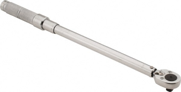 Proto - 1/2" Drive Micrometer Type Ratchet Head Torque Wrench - 360 In/Lb to 209 N/m Torque, 21-1/2" OAL, 0.56 N/m Graduation, Ratchet Head - Exact Tooling