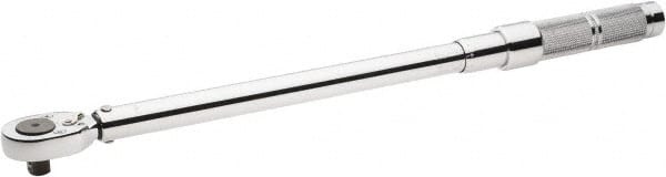 Proto - 1/2" Drive Micrometer Type Ratchet Head Torque Wrench - 47 N/m to 210 N/m Torque, 21-1/2" OAL, 1.36 N/m Graduation, Ratchet Head - Exact Tooling