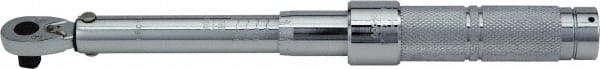Proto - 3/8" Drive Micrometer Type Ratchet Head Torque Wrench - 200 In/Lb to 119 N/m Torque, 15-1/2" OAL, 5 In/Lb Graduation, Ratchet Head - Exact Tooling