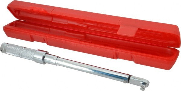 Proto - 3/8" Drive Micrometer Fixed Head Torque Wrench - 21 N/m to 116 N/m Torque, 15-13/64" OAL, 116 N/m Graduation - Exact Tooling