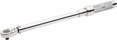 Proto - 3/8" Drive Micrometer Type Ratchet Head Torque Wrench - 34 N/m to 142 N/m Torque, 17" OAL, 0.68 N/m Graduation, Ratchet Head - Exact Tooling