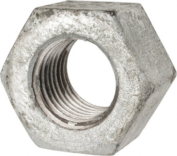 Value Collection - 1-1/4 - 7 UNC Steel Right Hand Heavy Hex Nut - 2" Across Flats, 1-7/32" High, Galvanized Finish - Exact Tooling