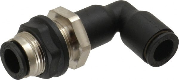 Legris - 8mm OD, Tube to Tube, Nylon/Nickel Plated Brass Push-to-Connect Bulkhead Union Elbow - 290 Max psi - Exact Tooling