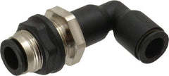 Legris - 8mm OD, Tube to Tube, Nylon/Nickel Plated Brass Push-to-Connect Bulkhead Union Elbow - 290 Max psi - Exact Tooling