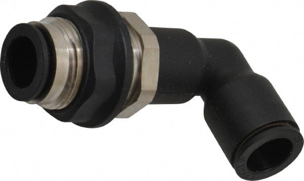 Legris - 12mm OD, Tube to Tube, Nylon/Nickel Plated Brass Push-to-Connect Bulkhead Union Elbow - 290 Max psi - Exact Tooling