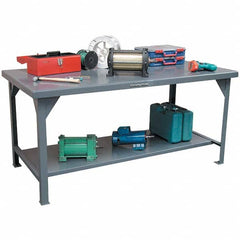 Strong Hold - Stationary Work Benches, Tables Type: Work Table Top Material: 7 Gauge Steel - Exact Tooling