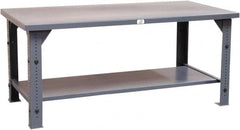 Strong Hold - 72 Wide x 36" Deep x 30" High, Stainless Steel Work Table - Flat Top, Angle Legs, Dark Gray - Exact Tooling
