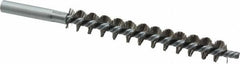 Schaefer Brush - 4" Brush Length, 9/16" Diam, Double Stem, Single Spiral Tube Brush - 6-1/4" Long, Stainless Steel, 12-24 Female Connection - Exact Tooling