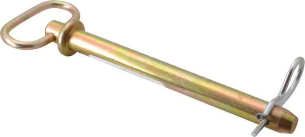 Made in USA - 5/8" Pin Diam, 6-3/4" Long, Zinc Plated Steel Pull Ring Hitch Pin - 6" Usable Length - Exact Tooling