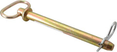 Made in USA - 5/8" Pin Diam, 6-3/4" Long, Zinc Plated Steel Pull Ring Hitch Pin - 6" Usable Length - Exact Tooling