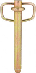 Made in USA - 3/4" Pin Diam, 6" Long, Zinc Plated Steel Pull Ring Hitch Pin - 5-1/4" Usable Length - Exact Tooling