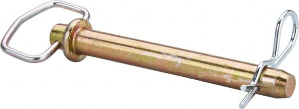 Made in USA - 7/8" Pin Diam, 7-1/2" Long, Zinc Plated Steel Pull Ring Hitch Pin - 6-1/2" Usable Length - Exact Tooling