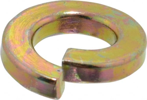 Value Collection - 3/8", 0.094" Thick Split Lock Washer - Grade 8 Alloy Steel, Zinc-Plated Finish, 0.377" Min ID, 0.385" Max ID, 0.586" Min OD, 0.68" Max OD - Exact Tooling