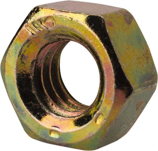 Value Collection - 5/16-18 UNC Steel Right Hand Hex Nut - 1/2" Across Flats, 17/64" High, Zinc Yellow Dichromate Finish - Exact Tooling