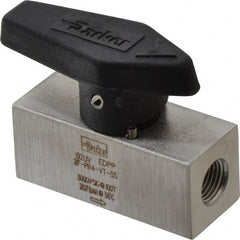 Parker - 1/8" Pipe, 3,000 psi WOG Rating, 316 Stainless Steel, Inline, One Way Instrumentation Plug Valve - Wedge Handle, FNPT x FNPT End Connections, Viton Seal - Exact Tooling