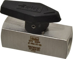 Parker - 1/4" Pipe, 3,000 psi WOG Rating, 316 Stainless Steel, Inline, One Way Instrumentation Plug Valve - Wedge Handle, FNPT x FNPT End Connections, Viton Seal - Exact Tooling