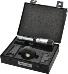 Starrett - 5/8" to 3/4", 2-7/16" Gage Depth, Mechanical Inside Hole Micrometer - 0.0003" Graduation, 0.00015" Accuracy, Ratchet Stop Thimble - Exact Tooling