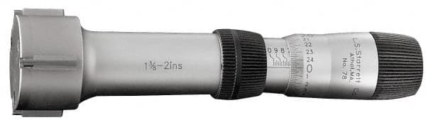 Starrett - 8 to 10mm, 58mm Gage Depth, Mechanical Inside Hole Micrometer - 0.005mm Graduation, 0.004mm Accuracy, Ratchet Stop Thimble - Exact Tooling