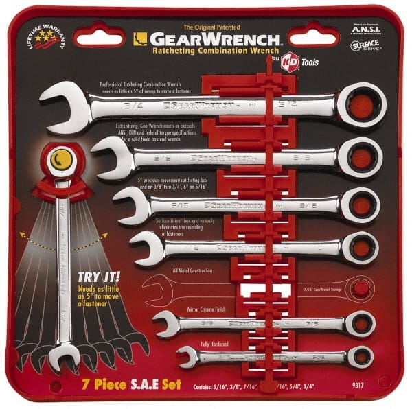 KD TOOLS - 7 Piece, 8 to 18mm Combination Wrench Set - Exact Tooling