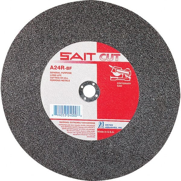 Sait - 14" 36 Grit Aluminum Oxide Cutoff Wheel - 1/8" Thick, 1" Arbor, 4,400 Max RPM, Use with Stationary Tools - Exact Tooling
