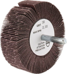 Merit Abrasives - 3" Diam x 1" Face Width, Very Fine Aluminum Oxide Coated Mounted Flap Wheel - 1/4" Shank Mount, 180 Grit, 30,000 Max RPM - Exact Tooling