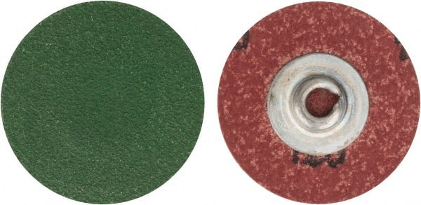 Merit Abrasives - 1-1/2" Disc Diam, 120 Grit, Zirconia Alumina Quick Change Disc - Type S Attaching System, Coated, Blue, Fine Grade, 30,000 RPM - Exact Tooling