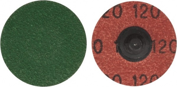 Merit Abrasives - 1-1/2" Disc Diam, 120 Grit, Zirconia Alumina Quick Change Disc - Type R Attaching System, Coated, Blue, Fine Grade, 30,000 RPM, R801 Series - Exact Tooling