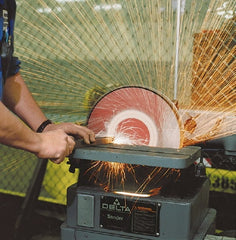 Merit Abrasives - 9" Diam, 24 Grit Aluminum Oxide Adhesive PSA Disc - Very Coarse, Black, Cloth Backing, Flexible - Exact Tooling