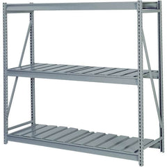 Lyon - 3 Shelf Starter Ribbed Steel Shelving - 10,000 Lb Capacity, 96" Wide x 72" High x 48" Deep, Dove Gray - Exact Tooling