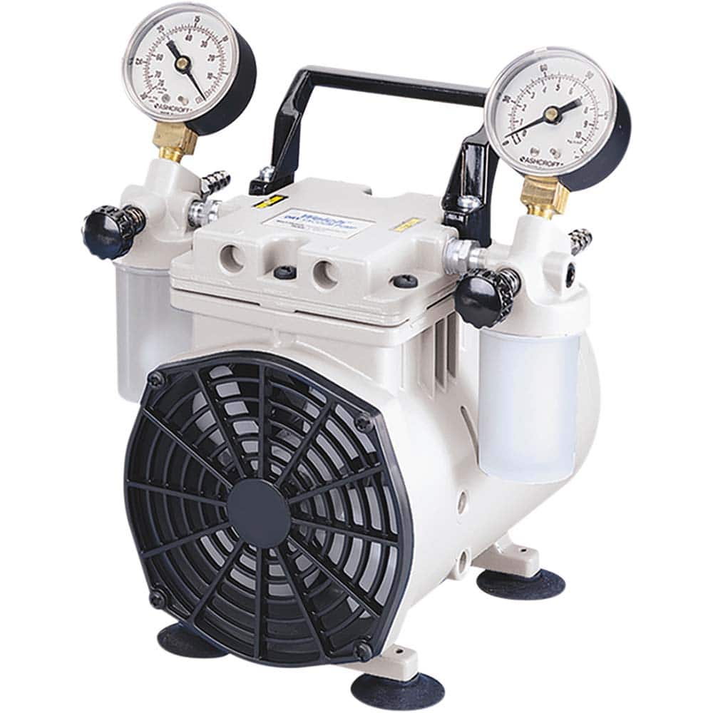Welch - Piston-Type Vacuum Pumps; Horsepower: .33 ; Cubic Feet per Minute: 3.50 ; Vacuum Pressure (In/Hg): 100.00 ; Voltage: 115V ; Height (Inch): 10 ; Length (Inch): 15 - Exact Tooling